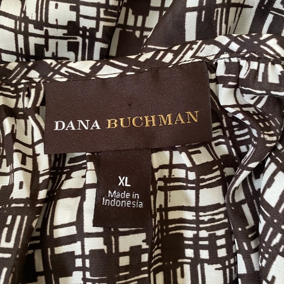 DANA BUCHMAN Romantic Getaway cattail Brown & White Blouse Top size XL - Picture 8 of 13
